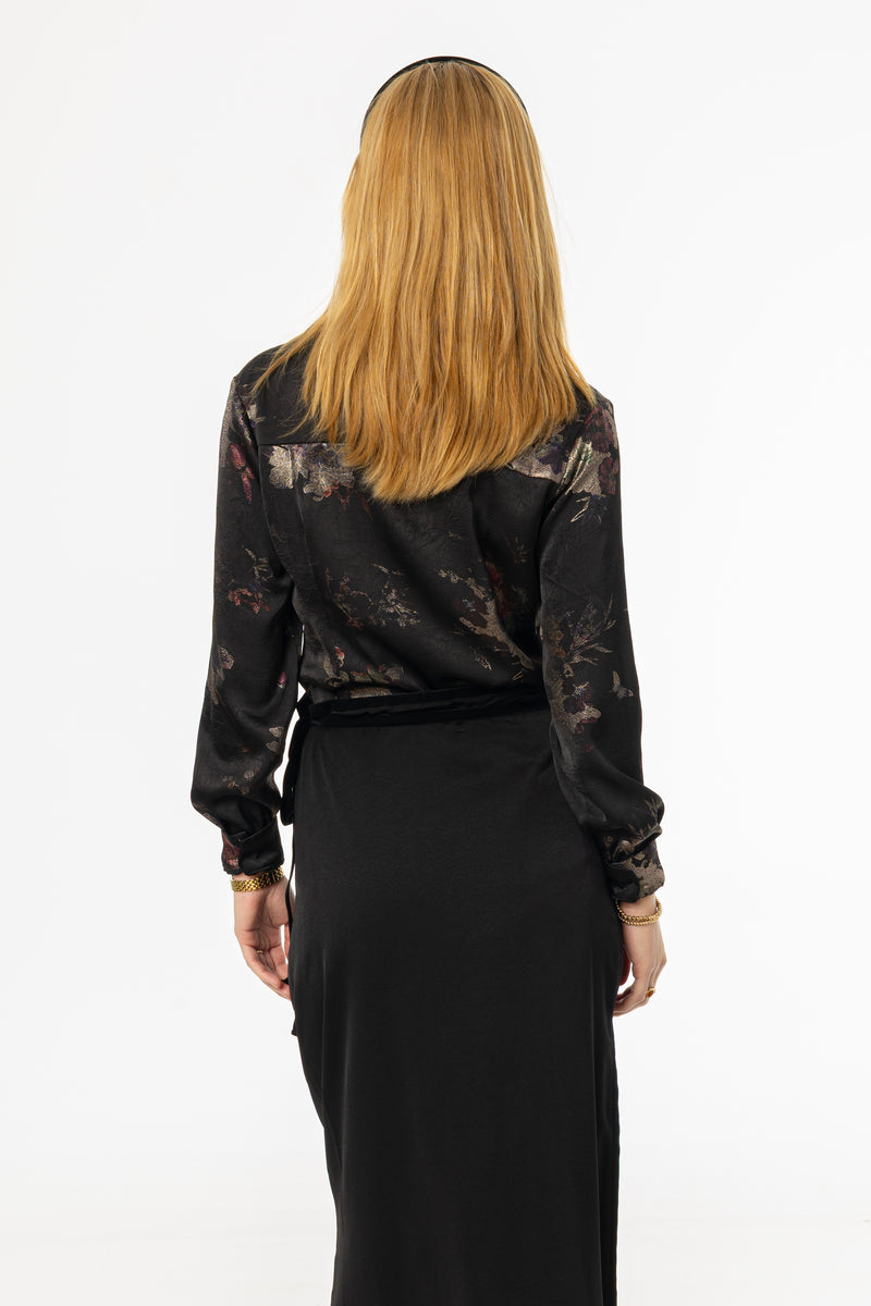 Metallic Floral Printed Blouse