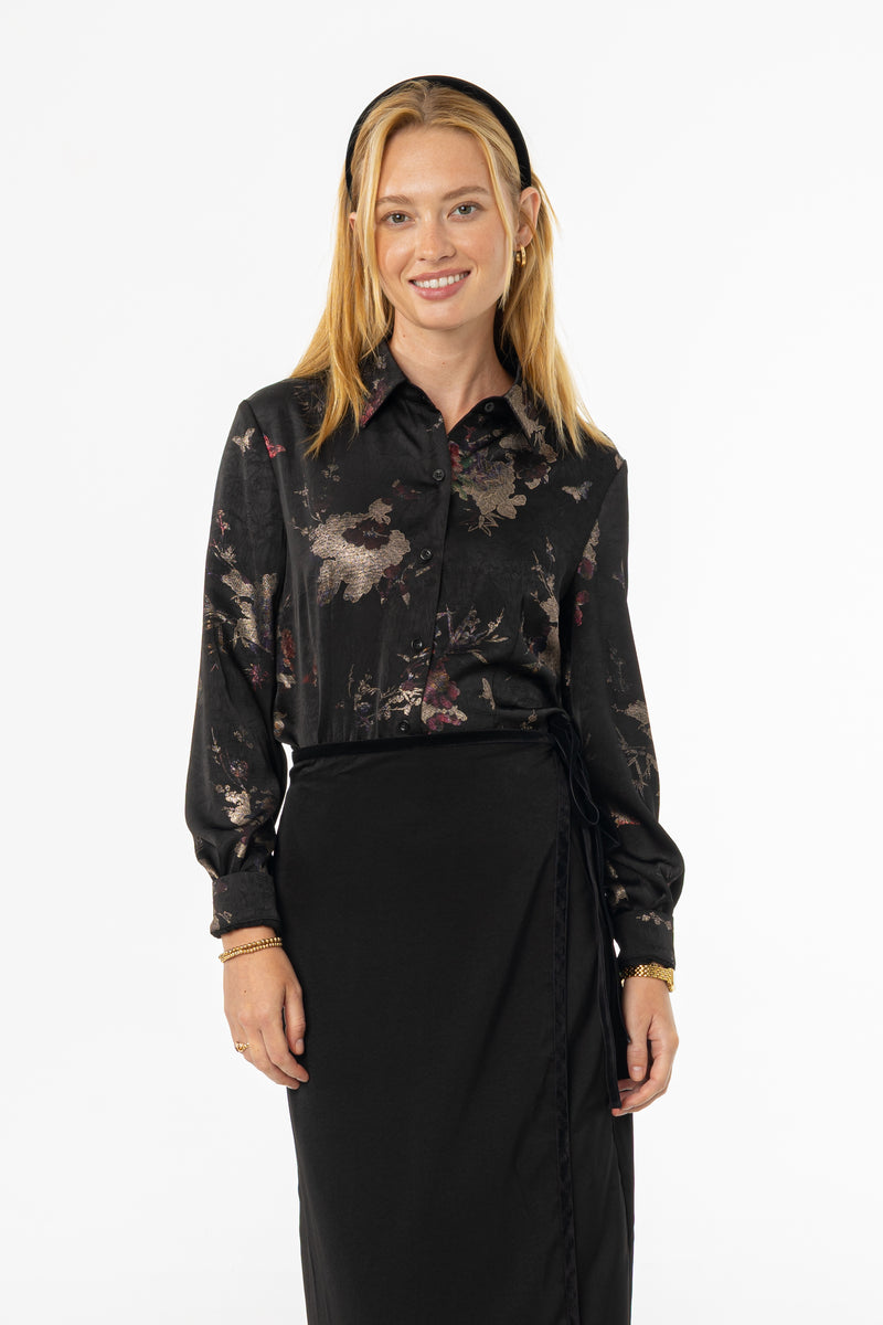 Metallic Floral Printed Blouse