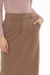 Mocha Basic Stretch Cotton Maxi Skirt