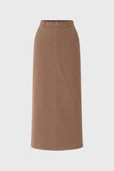 Mocha Basic Stretch Cotton Maxi Skirt