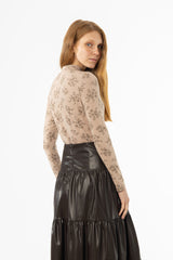 Mocha Floral Mock Neck Top