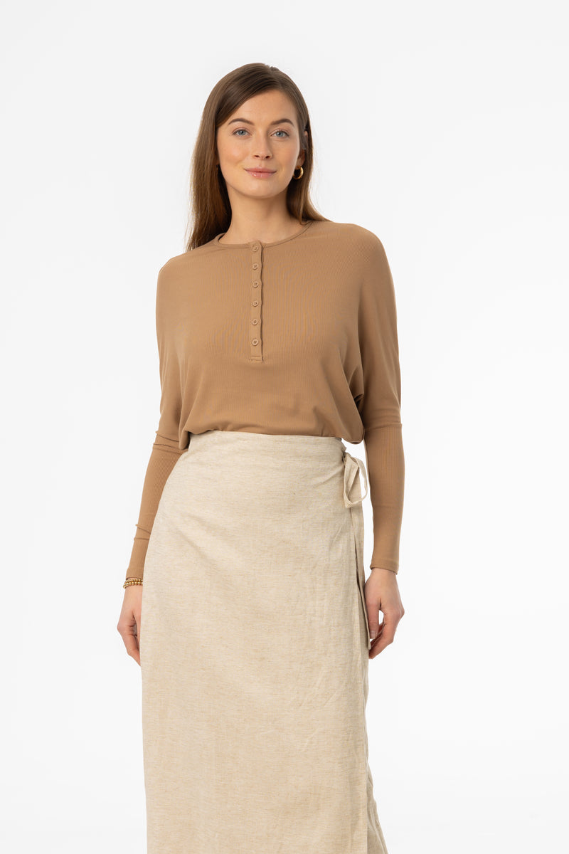 Mocha Henley Dolman T-Shirt