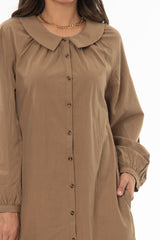Mocha Peter Pan Collar Shirt Dress