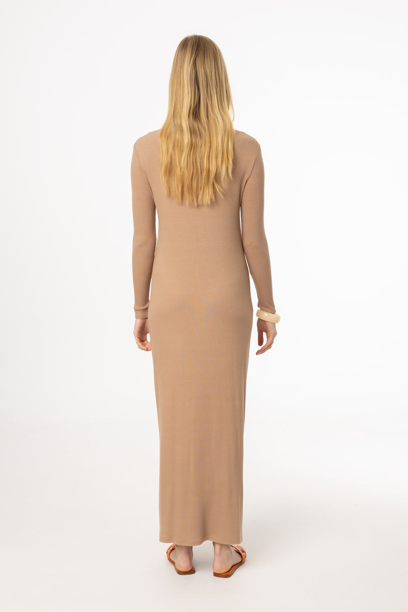 Mocha Ruched Cardi Maxi Dress