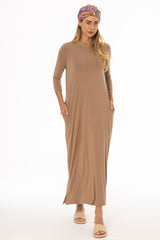Mocha Side Slit Maxi Dress