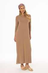 Mocha Side Slit Maxi Dress