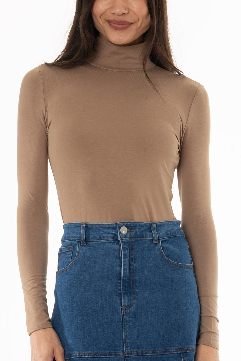 トップス moka Mocha Solid Turtleneck Top – BLANK