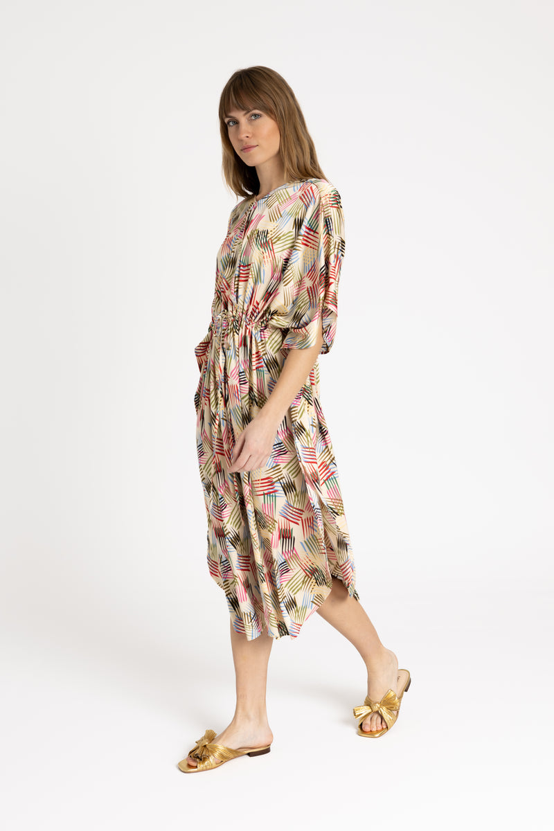 Multi Color Printed Cover Up Dress