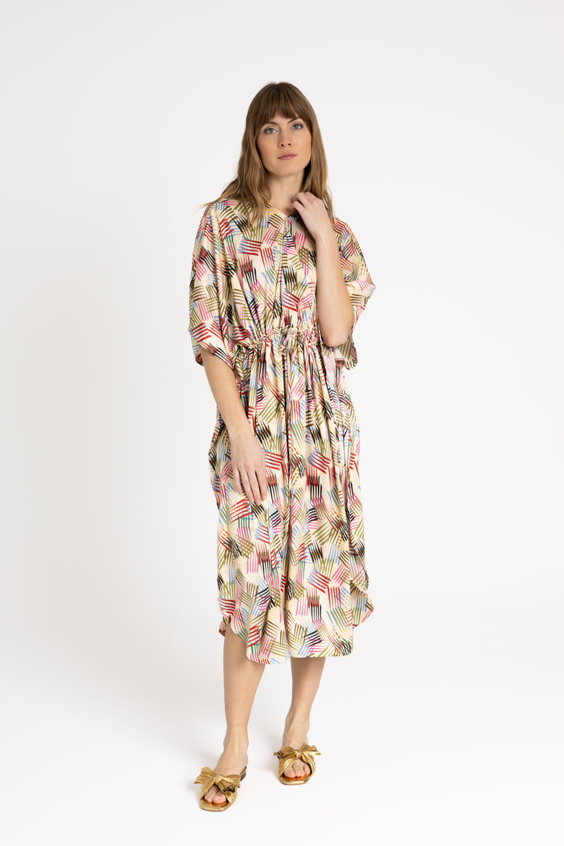 Multi Color Printed Cover Up Dress