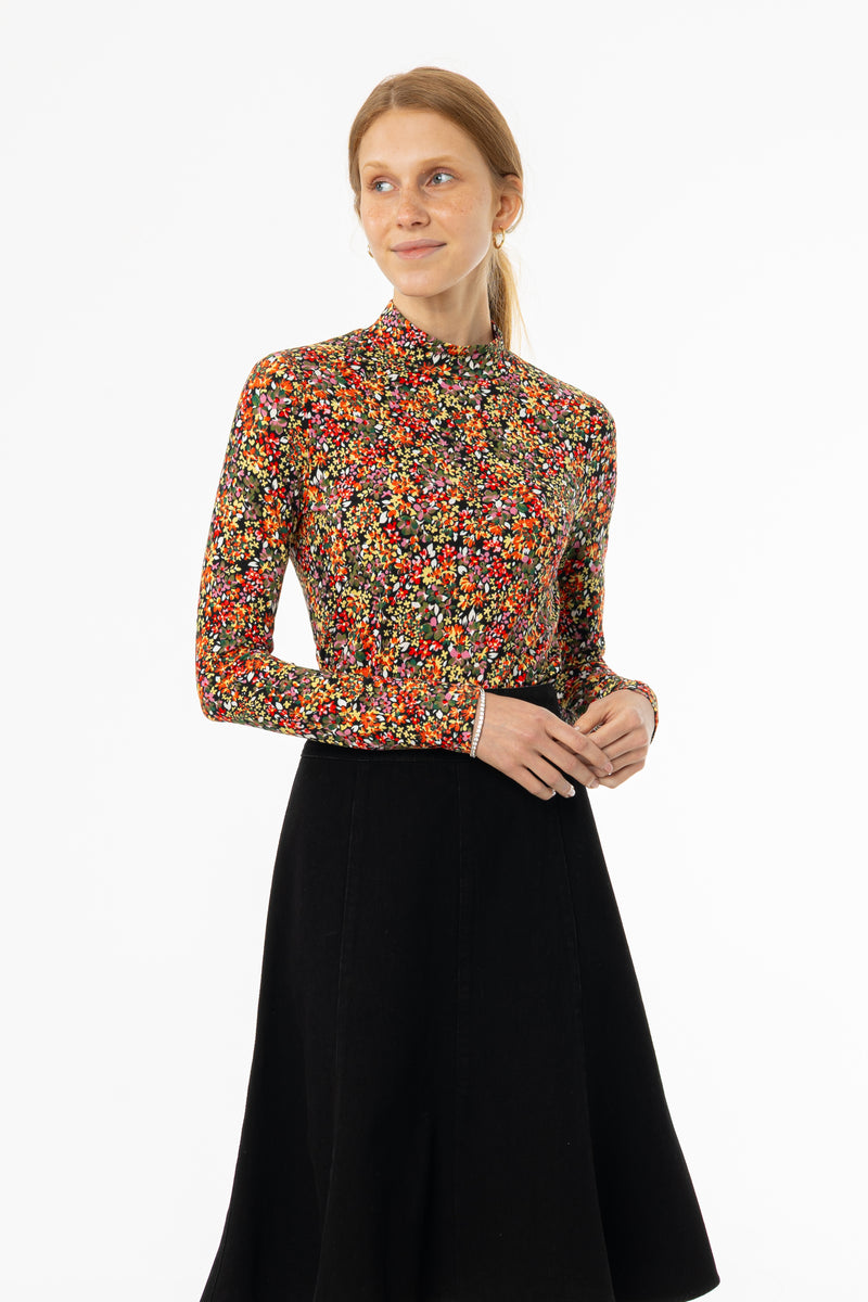 Multicolor Printed Mock Neck Top