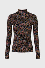 Multi Floral Printed Mock Neck Top