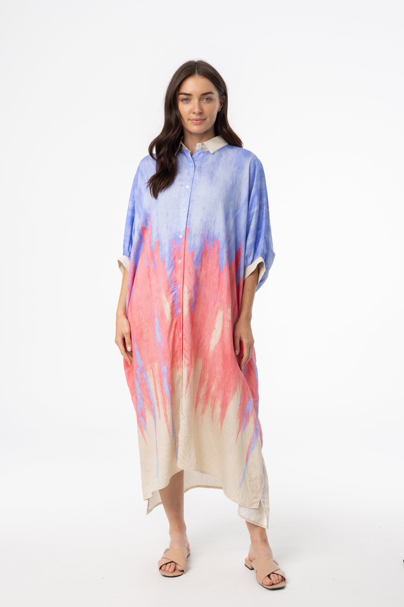 Multi Oversized Button Down Dress – BLANK