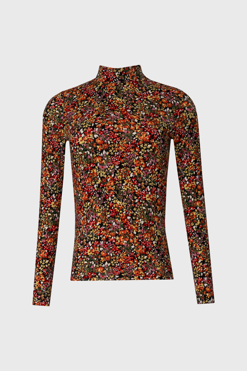 Multicolor Printed Mock Neck Top