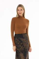 Mustard Scalloped Trim Turtleneck