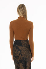 Mustard Scalloped Trim Turtleneck