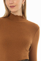 Mustard Scalloped Trim Turtleneck