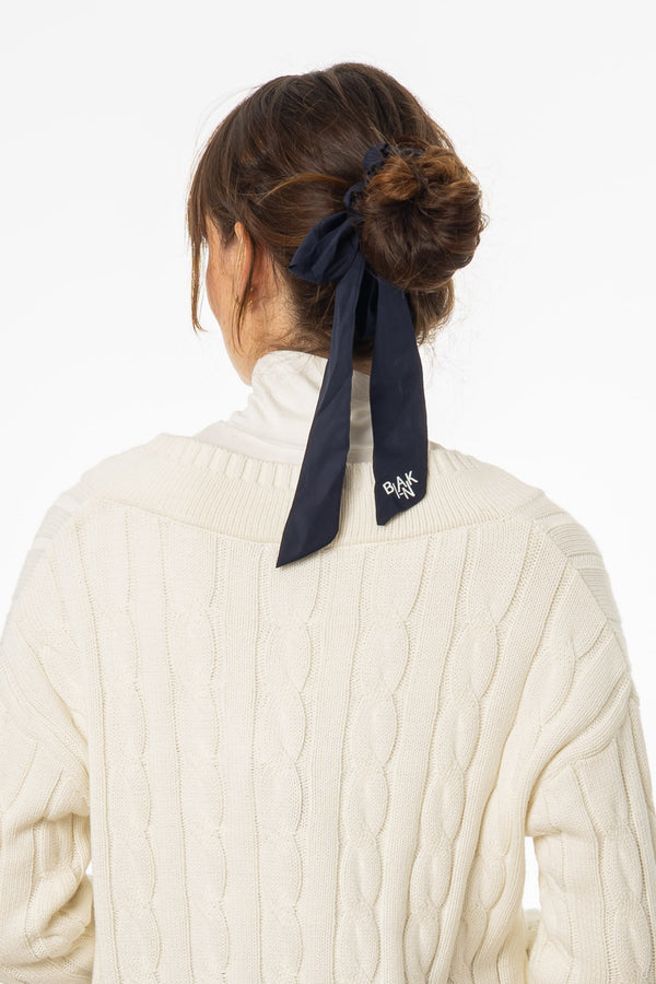 Navy Blank Bow Scrunchie