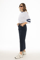 Navy Basic Denim Maxi Skirt