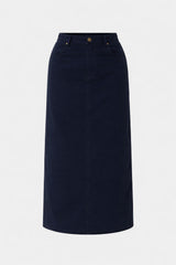 Navy Basic Denim Maxi Skirt