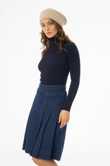 Navy Basic Ribbed Knit Turtleneck