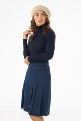 Navy Basic Ribbed Knit Turtleneck