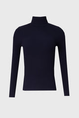 Navy Basic Ribbed Knit Turtleneck