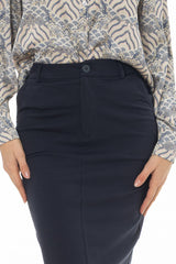 Navy Basic Stretch Cotton Maxi Skirt