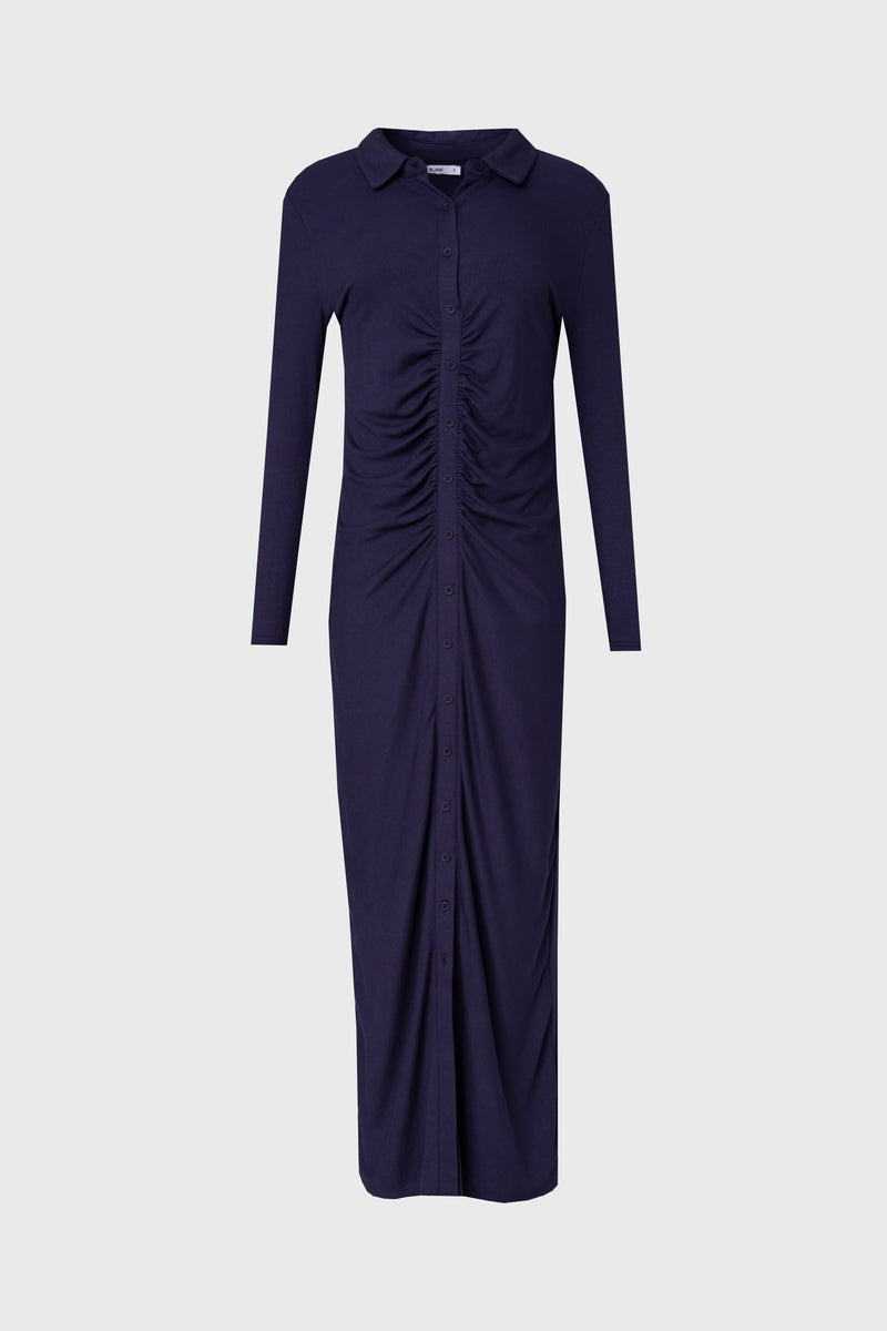 Navy Ruched Cardi Maxi Dress