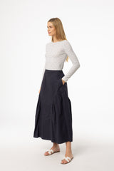 Navy Circle Seam Skirt