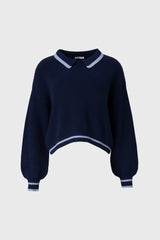 Navy Collar Knit Sweater