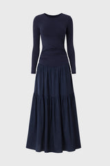 Navy Combo Tiered Maxi Dress
