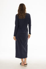 Navy Faux Shrug Maxi Dress