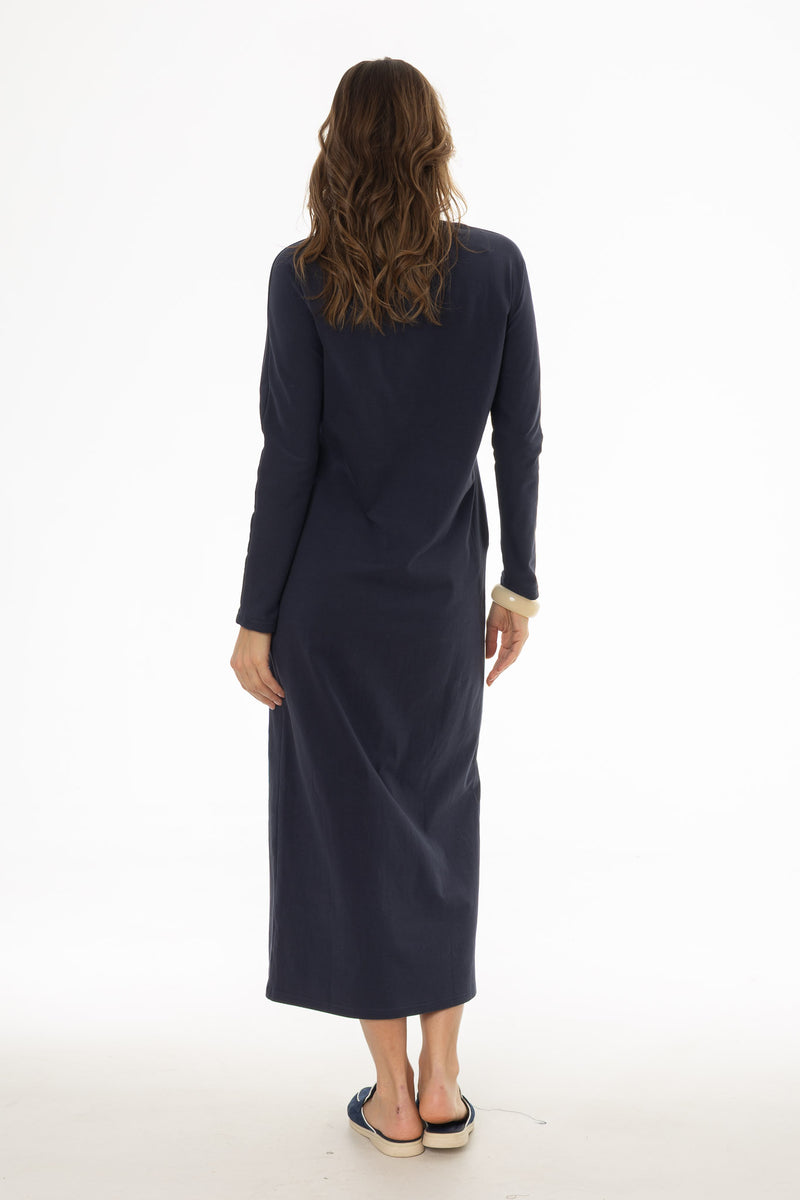 Navy Faux Shrug Maxi Dress – BLANK