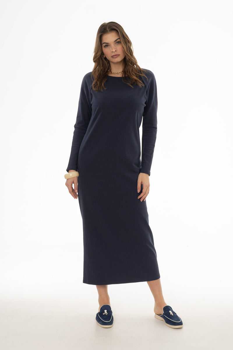 Navy Faux Shrug Maxi Dress – BLANK