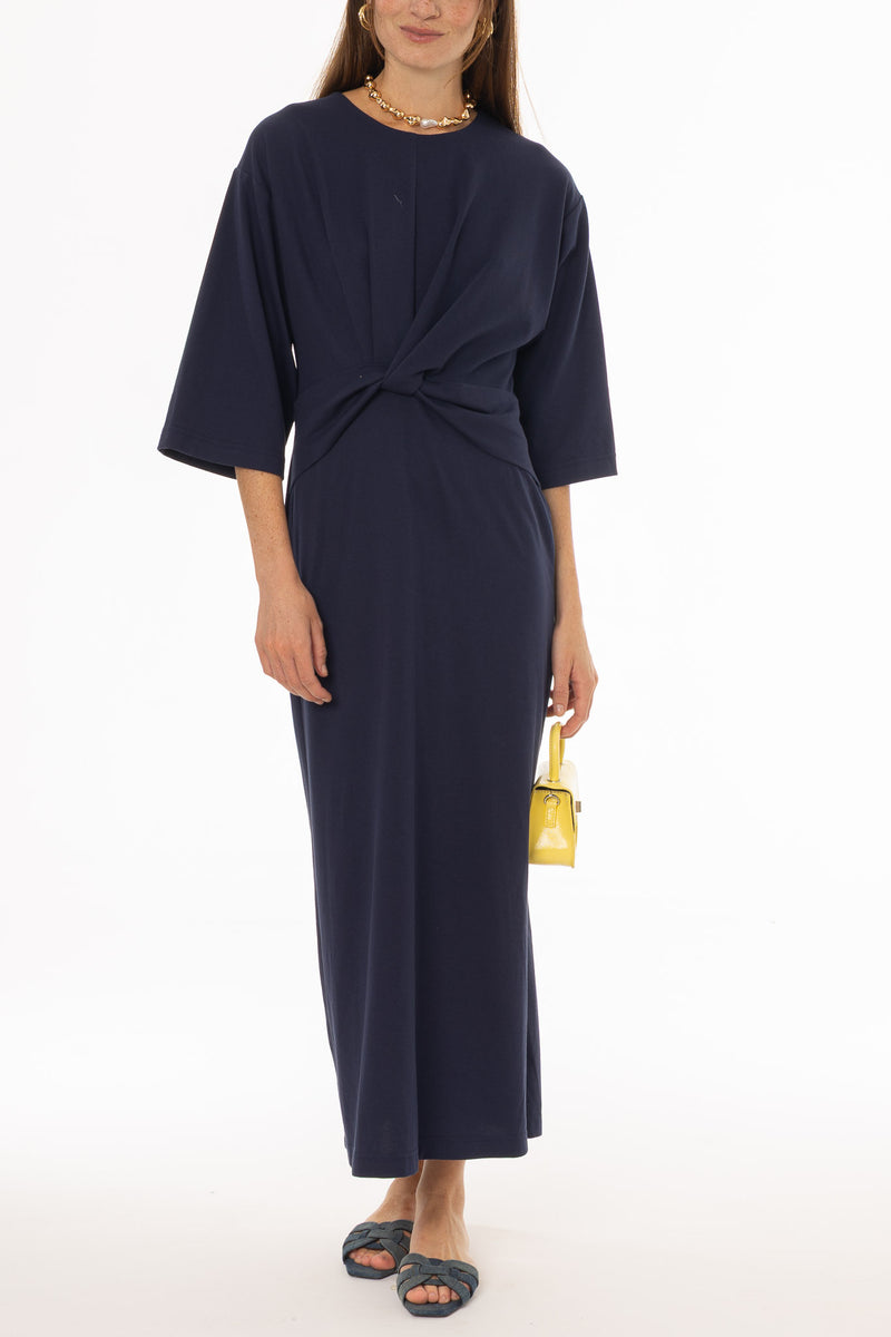 Navy Front Tie Knot Maxi Dress BLANK Navy Front Tie Knot Maxi Dress BLANK