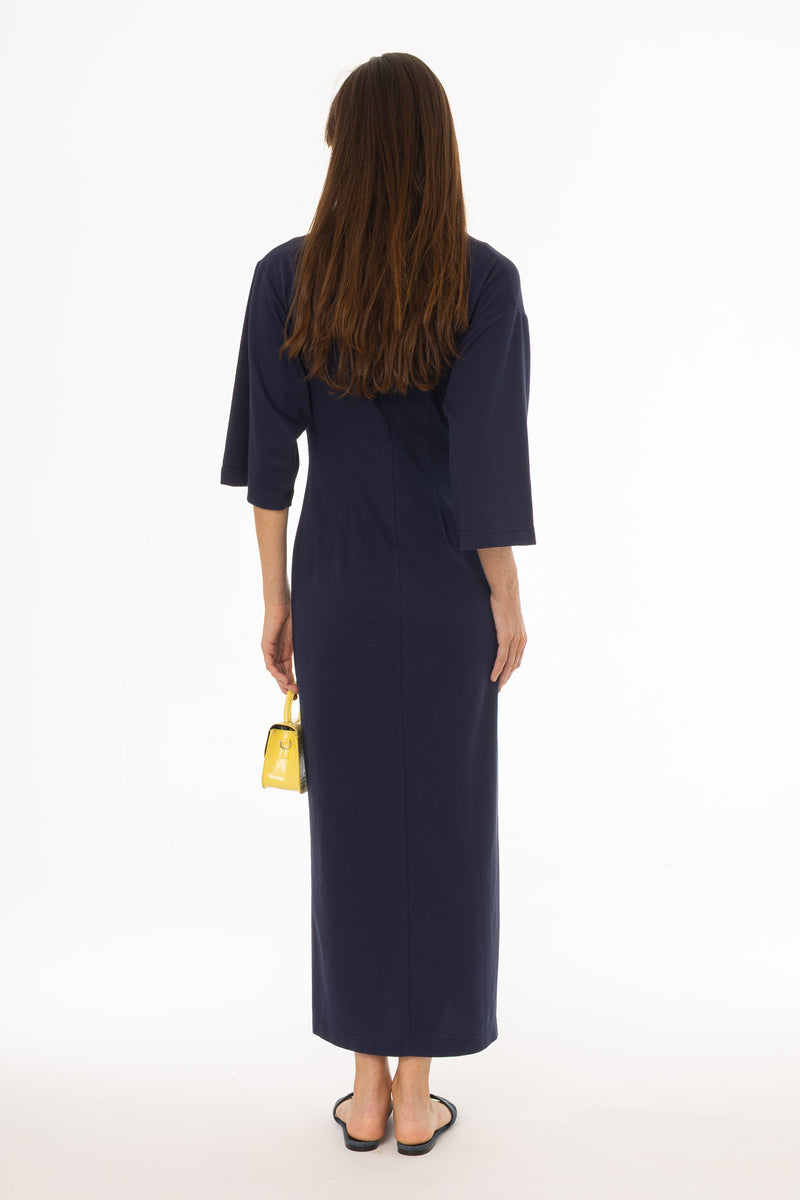 Navy Front Tie Knot Maxi Dress BLANK Navy Front Tie Knot Maxi Dress BLANK
