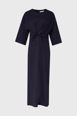 Navy Front Tie Knot Maxi Dress