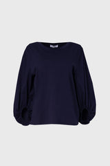 Navy Gathered Sleeve T-Shirt