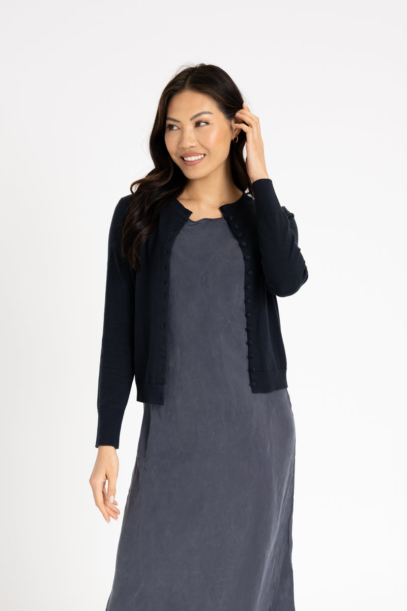 Navy Button Knit Cardigan