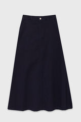 Navy Panel Flare Maxi Skirt