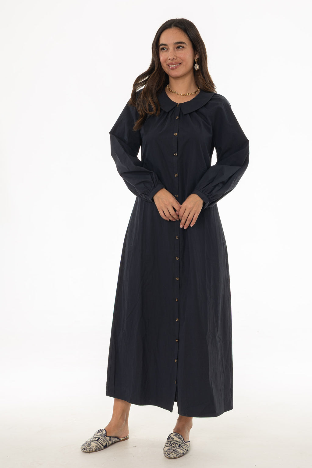 black peter pan collar dress by Sandro 34 inches Navy Peter Pan Collar Shirt
