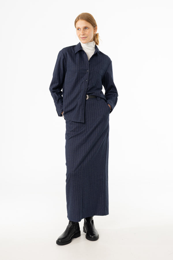 Navy Pinstripe Everyday Skirt