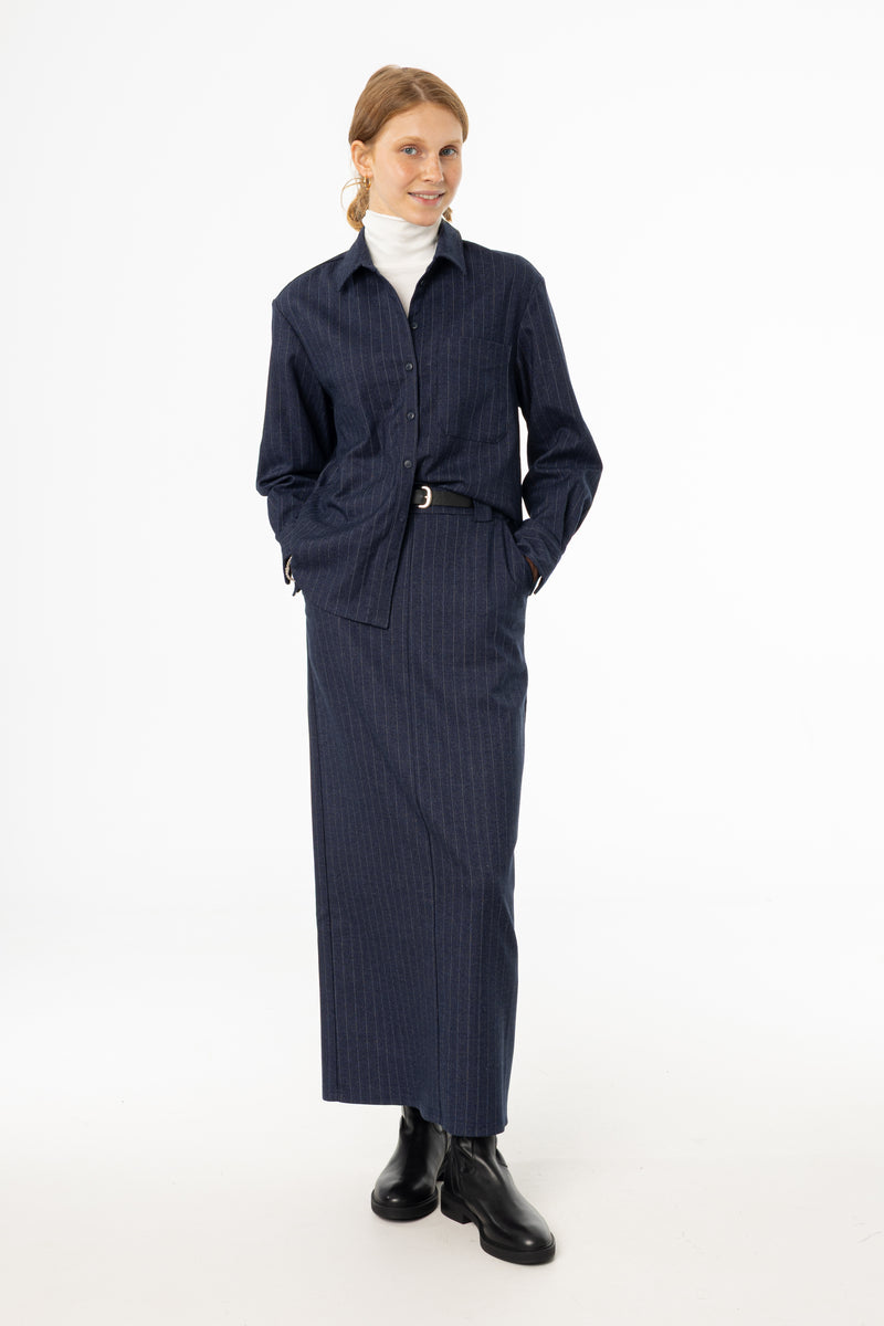 Navy Pinstripe Everyday Skirt