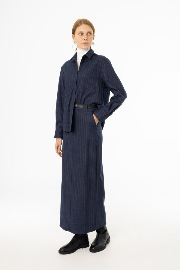 Navy Pinstripe Everyday Skirt