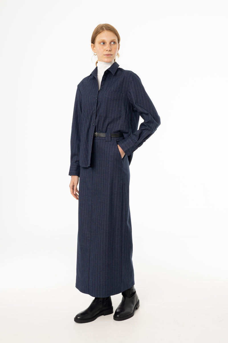 Navy Pinstripe Everyday Skirt