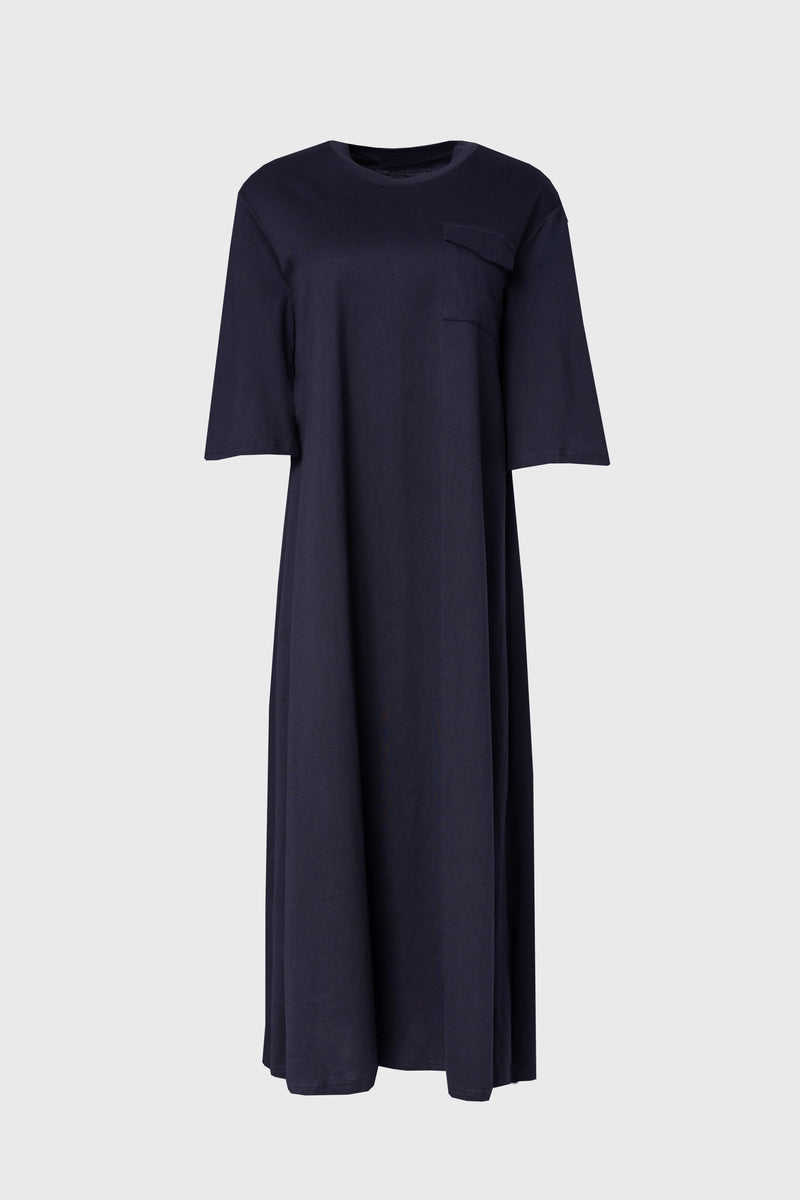 Navy Pocket Tee Shirt Maxi Dress – BLANK - Main Image