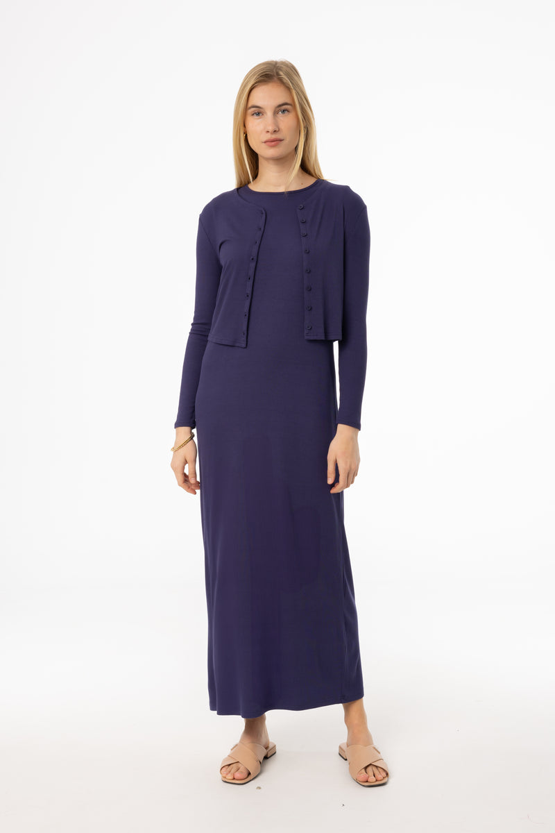 Navy Ribbed Maxi Jumper