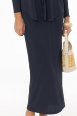 Navy Ribbed Textured Skirt Legging