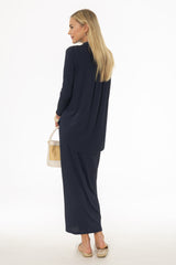 Navy Ribbed Textured Skirt Legging