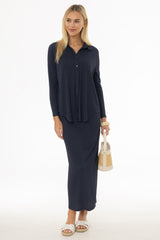 Navy Ribbed Textured Skirt Legging